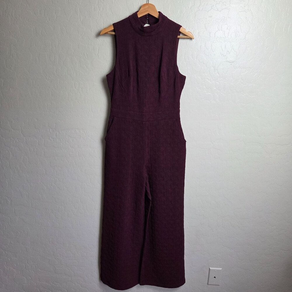 Anthropologie Eva Franco Charley Mock Neck Wide Leg Jumpsuit in Plum Size XS NEW